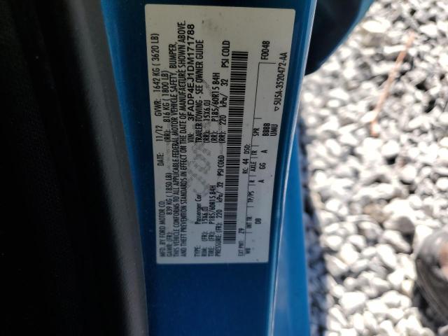 3FADP4EJ1DM171788 - 2013 FORD FIESTA SE BLUE photo 12