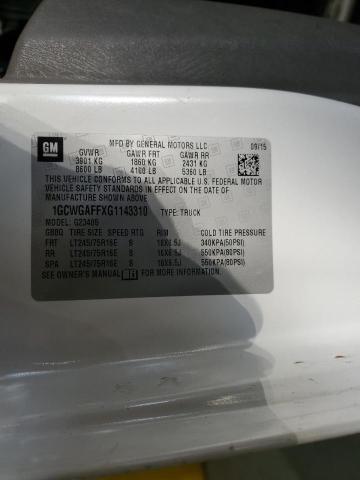 1GCWGAFFXG1143310 - 2016 CHEVROLET EXPRESS G2 WHITE photo 13