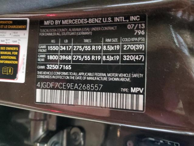 4JGDF7CE9EA268557 - 2014 MERCEDES-BENZ GL 450 4MATIC BROWN photo 13