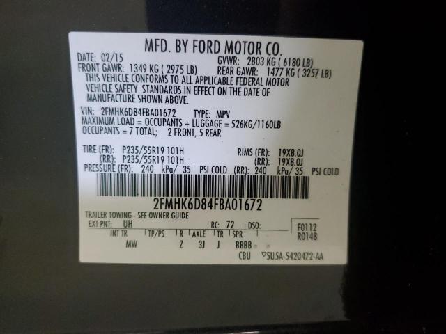 2FMHK6D84FBA01672 - 2015 FORD FLEX LIMITED Qara foto 13