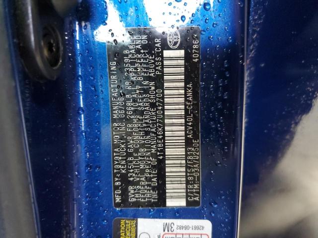 4T1BE46K77U047700 - 2007 TOYOTA CAMRY CE BLUE photo 13