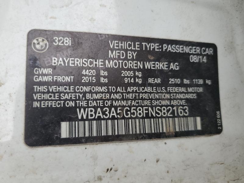 WBA3A5G58FNS82163 - 2015 BMW 328 I WHITE photo 13