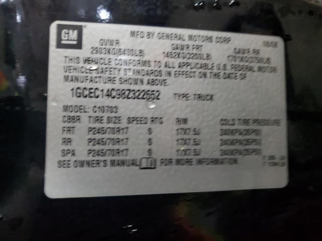 1GCEC14C98Z322652 - 2008 CHEVROLET SILVERADO C1500 黑色 照片 12