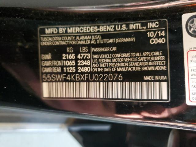 55SWF4KBXFU022076 - 2015 MERCEDES-BENZ C 300 4MATIC BLACK photo 12