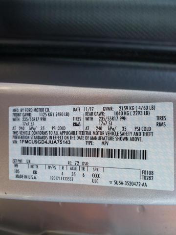 1FMCU9GD4JUA75143 - 2018 FORD ESCAPE SE Сріблястий фото 13