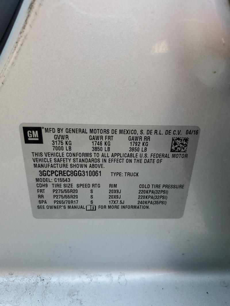 3GCPCREC8GG310061 - 2016 CHEVROLET SILVERADO C1500 LT SILVER photo 13