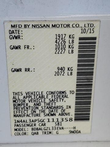 1N4AL3AP5GC111358 - 2016 NISSAN ALTIMA 2.5 WHITE photo 12