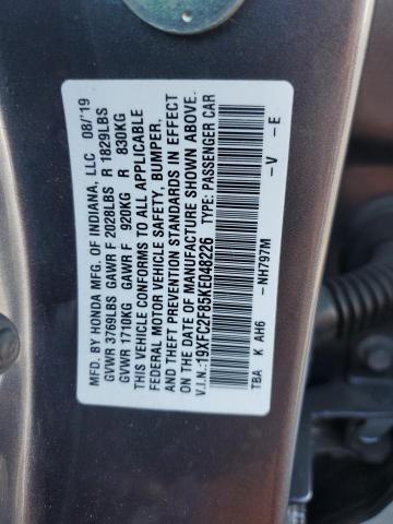 19XFC2F85KE048226 - 2019 HONDA CIVIC SPORT Сірий фото 12