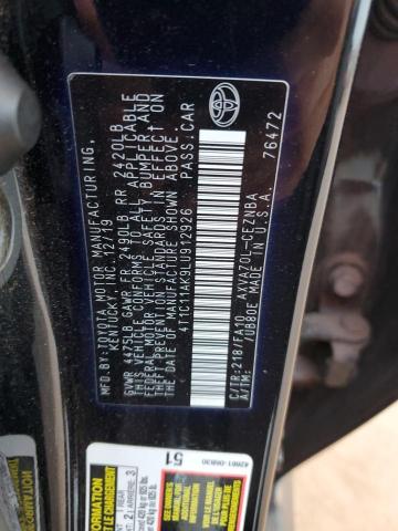 4T1C11AK9LU912926 - 2020 TOYOTA CAMRY LE BLACK photo 12