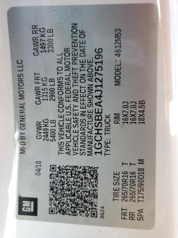 1GCHSBEA4J1275196 - 2018 CHEVROLET COLORADO Weiß Foto 12