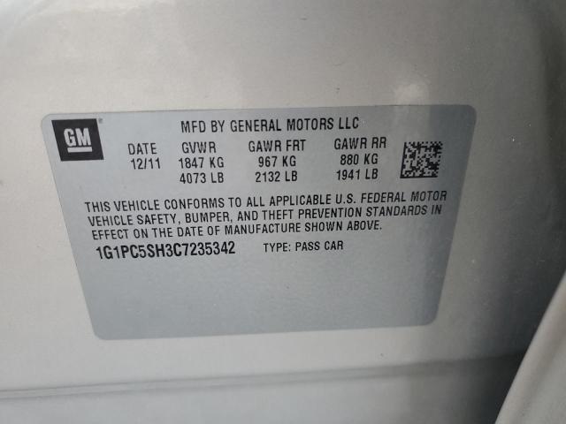 1G1PC5SH3C7235342 - 2012 CHEVROLET CRUZE LS Braun Foto 12