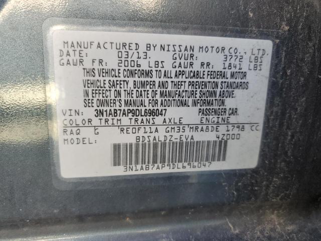 3N1AB7AP9DL696047 - 2013 NISSAN SENTRA S GRAY photo 13