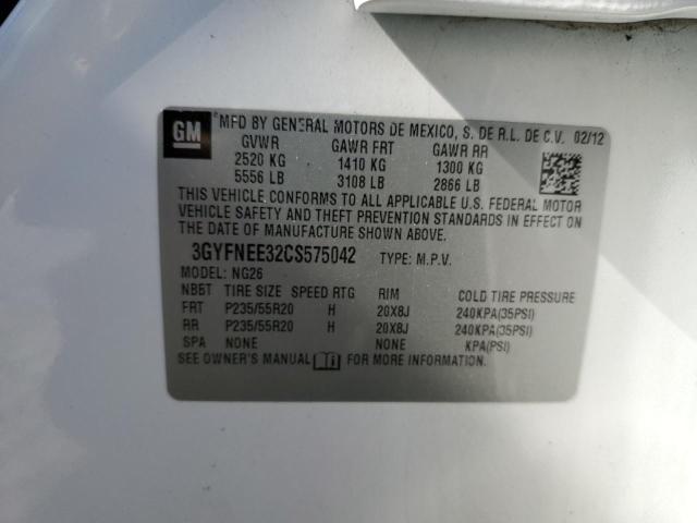 3GYFNEE32CS575042 - 2012 CADILLAC SRX PERFORMANCE COLLECTION Blanc photo 13