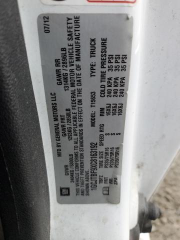 1GCJTBF9XC8163192 - 2012 CHEVROLET COLORADO თეთრი ფოტო 12