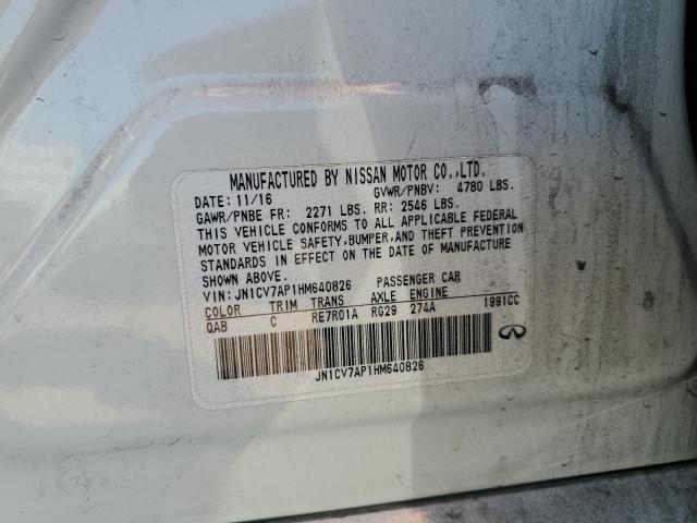 JN1CV7AP1HM640826 - 2017 INFINITI Q50 BASE WHITE photo 12