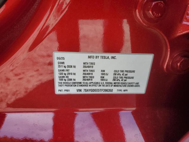 7SAYGDEE5TF396350 - 2026 TESLA MODEL Y Qırmızı foto 12