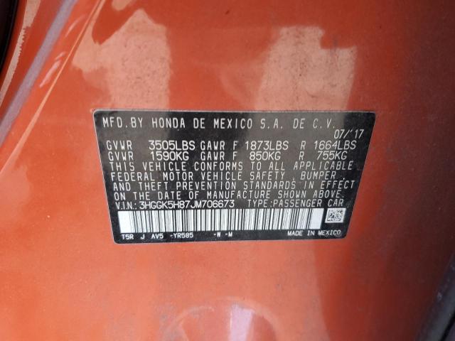 3HGGK5H87JM706673 - 2018 HONDA FIT EX Naranja foto 13