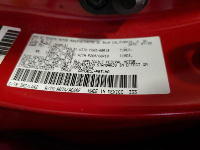 3TMGZ5AN3LM352373 - 2020 TOYOTA TACOMA DOUBLE CAB 红色 照片 12