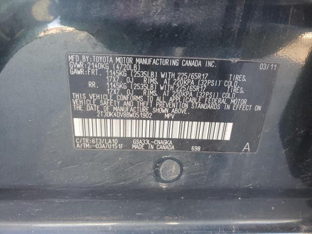 2T3DK4DV8BW051902 - 2011 TOYOTA RAV4 LIMITED GRAY photo 13