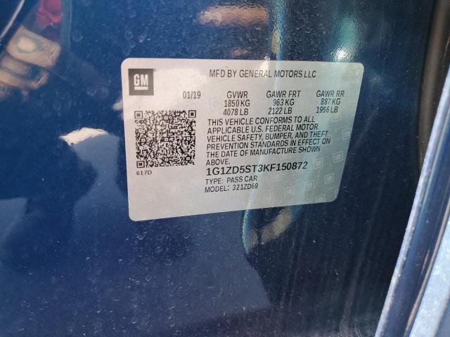 1G1ZD5ST3KF150872 - 2019 CHEVROLET MALIBU LT BLUE photo 12