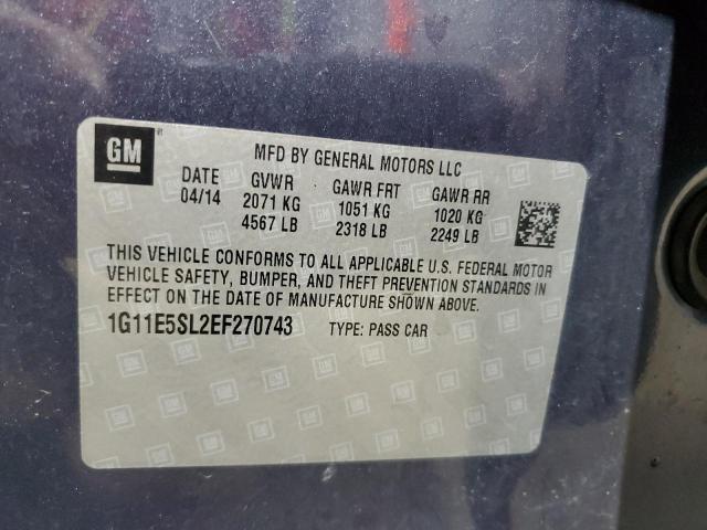 1G11E5SL2EF270743 - 2014 CHEVROLET MALIBU 2LT BLUE photo 13