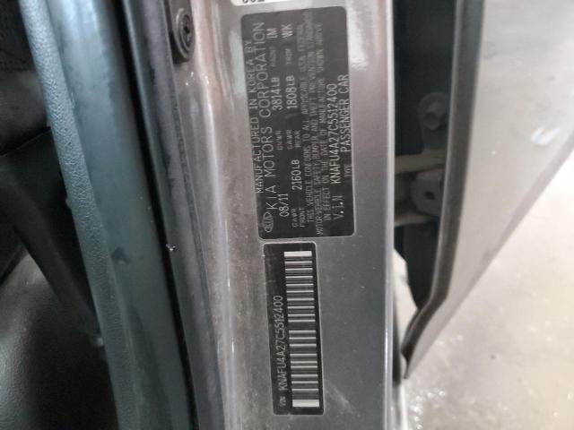 KNAFU4A27C5512400 - 2012 KIA FORTE EX CHARCOAL photo 13