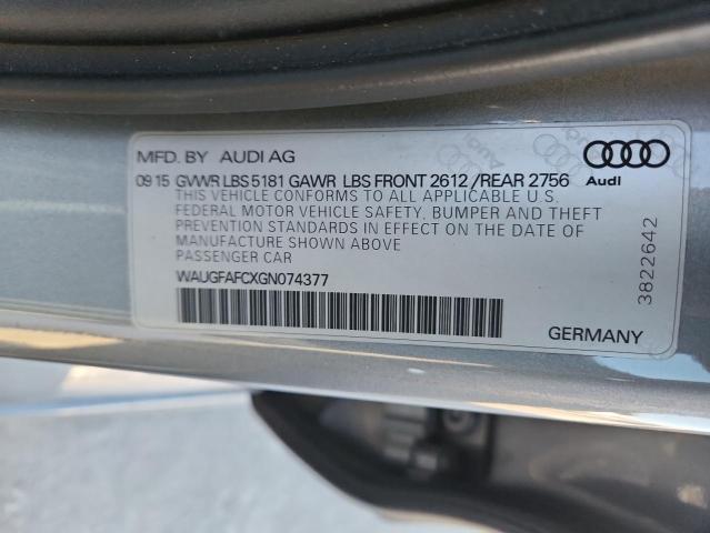 WAUGFAFCXGN074377 - 2016 AUDI A6 PREMIUM PLUS GRAY photo 12