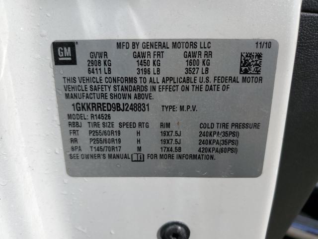 1GKKRRED9BJ248831 - 2011 GMC ACADIA SLT-1 WHITE photo 14