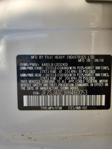 JF2SJAGC3HH460053 - 2017 SUBARU FORESTER 2.5I PREMIUM WHITE photo 13