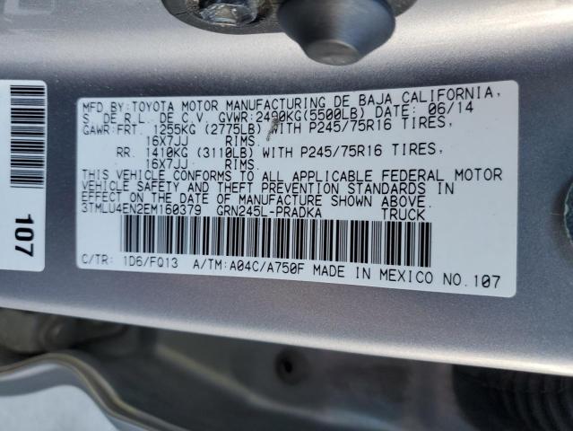 3TMLU4EN2EM160379 - 2014 TOYOTA TACOMA DOUBLE CAB فضي صورة 13