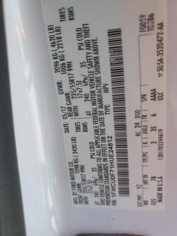 1FMCU0F71HUE24812 - 2017 FORD ESCAPE S WHITE photo 14