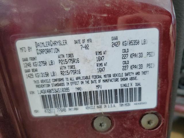 1J4GK48K53W518395 - 2003 JEEP LIBERTY SPORT Bordo foto 13