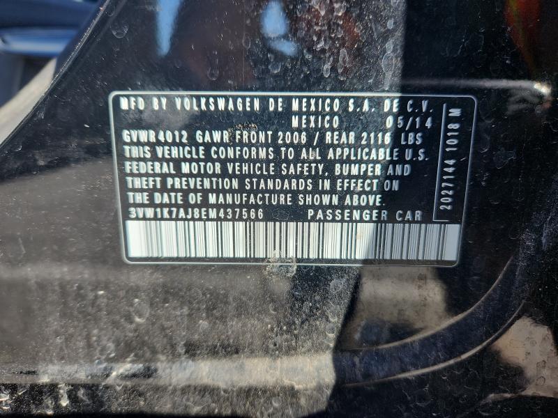 3VW1K7AJ8EM437566 - 2014 VOLKSWAGEN JETTA BASE BLACK photo 12