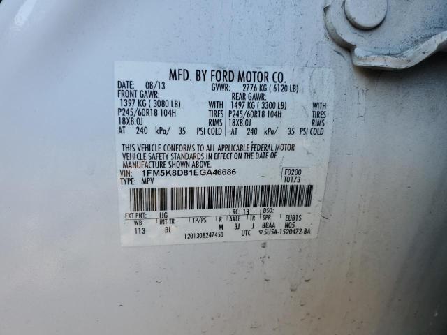 1FM5K8D81EGA46686 - 2014 FORD EXPLORER XLT WHITE photo 13