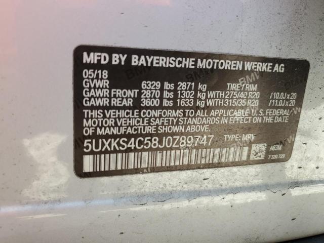 5UXKS4C58J0Z89747 - 2018 BMW X5 XDRIVE35D SILVER photo 13