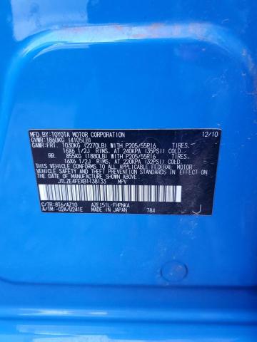 JTLZE4FEXB1138133 - 2011 TOYOTA SCION XB Bleu photo 13