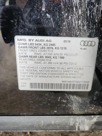 WA1ANAFY9K2113939 - 2019 AUDI Q5 PREMIUM შავი ფოტო 13