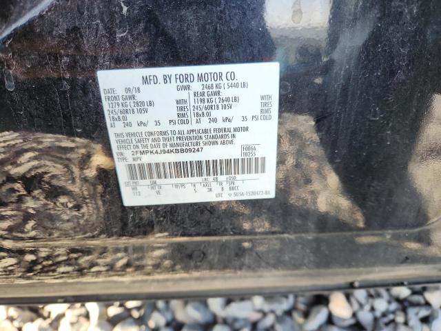 2FMPK4J94KBB09247 - 2019 FORD EDGE SEL BLACK photo 12