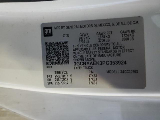 3GCNAAEK3PG353924 - 2023 CHEVROLET SILVERADO C1500 თეთრი ფოტო 12