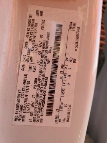 1FT7W2B64KEF40435 - 2019 FORD F250 SUPER DUTY WHITE photo 12