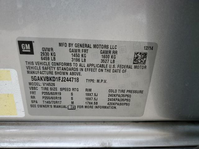 5GAKVBKD1FJ244718 - 2015 BUICK ENCLAVE Сріблястий фото 13