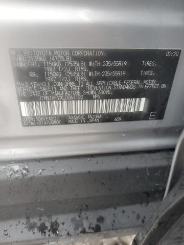 JTMN1RFVXLD061122 - 2020 TOYOTA RAV4 LIMITED SILVER photo 13