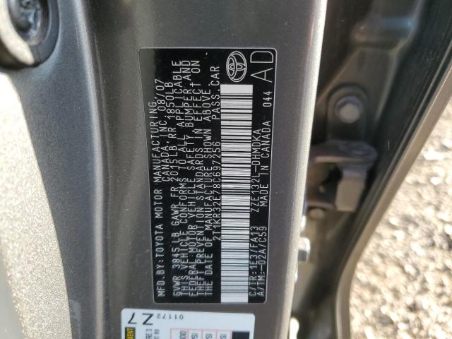 2T1KR32E78C697256 - 2008 TOYOTA COROLLA MA XR GRAY photo 12