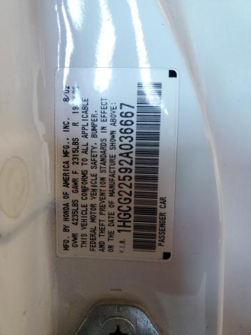 1HGCG22592A036667 - 2002 HONDA ACCORD EX WHITE photo 12