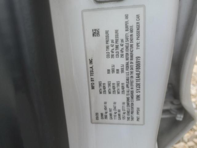 5YJ3E1EA4LF806919 - 2020 TESLA MODEL 3 白色 照片 12