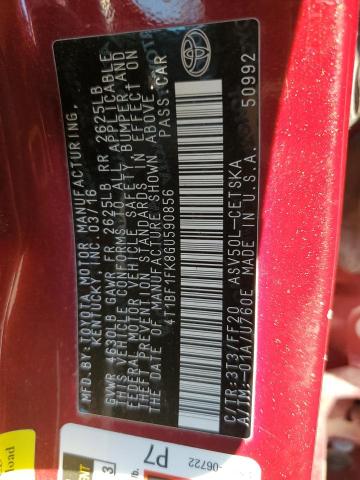 4T1BF1FK8GU590856 - 2016 TOYOTA CAMRY LE RED photo 12