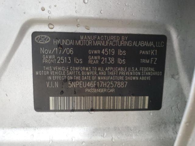 5NPEU46F17H257887 - 2007 HYUNDAI SONATA SE SILVER photo 12