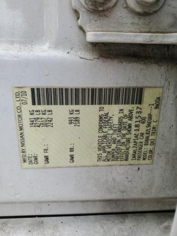 1N4AL2AP1AC181537 - 2010 NISSAN ALTIMA BASE Blanco foto 12