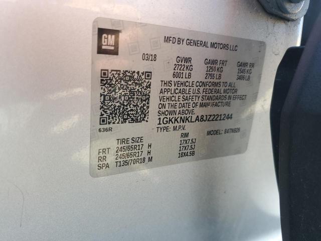 1GKKNKLA8JZ221244 - 2018 GMC ACADIA SLE SILVER photo 13