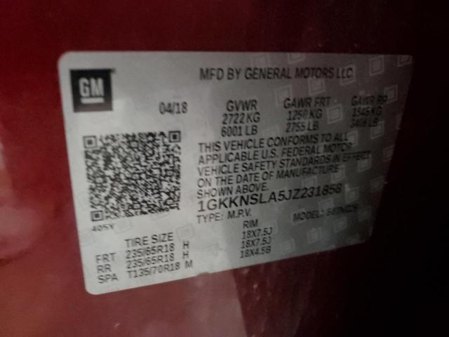 1GKKNSLA5JZ231858 - 2018 GMC ACADIA SLE RED photo 14